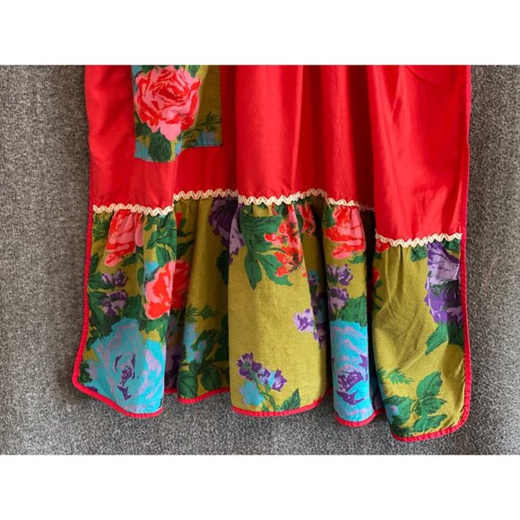 VTG Apron Over The Head Floral Red Green Blue Child Baker Pretend Play - Picture 6 of 13